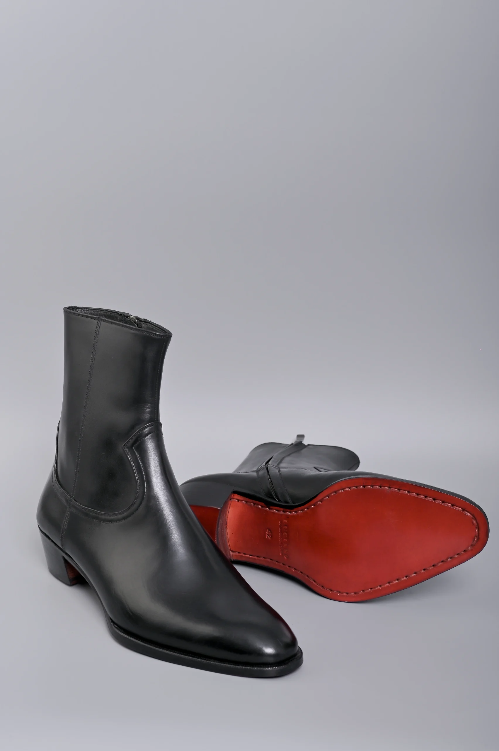 BLACK LEATHER ZIP BOOTS S25