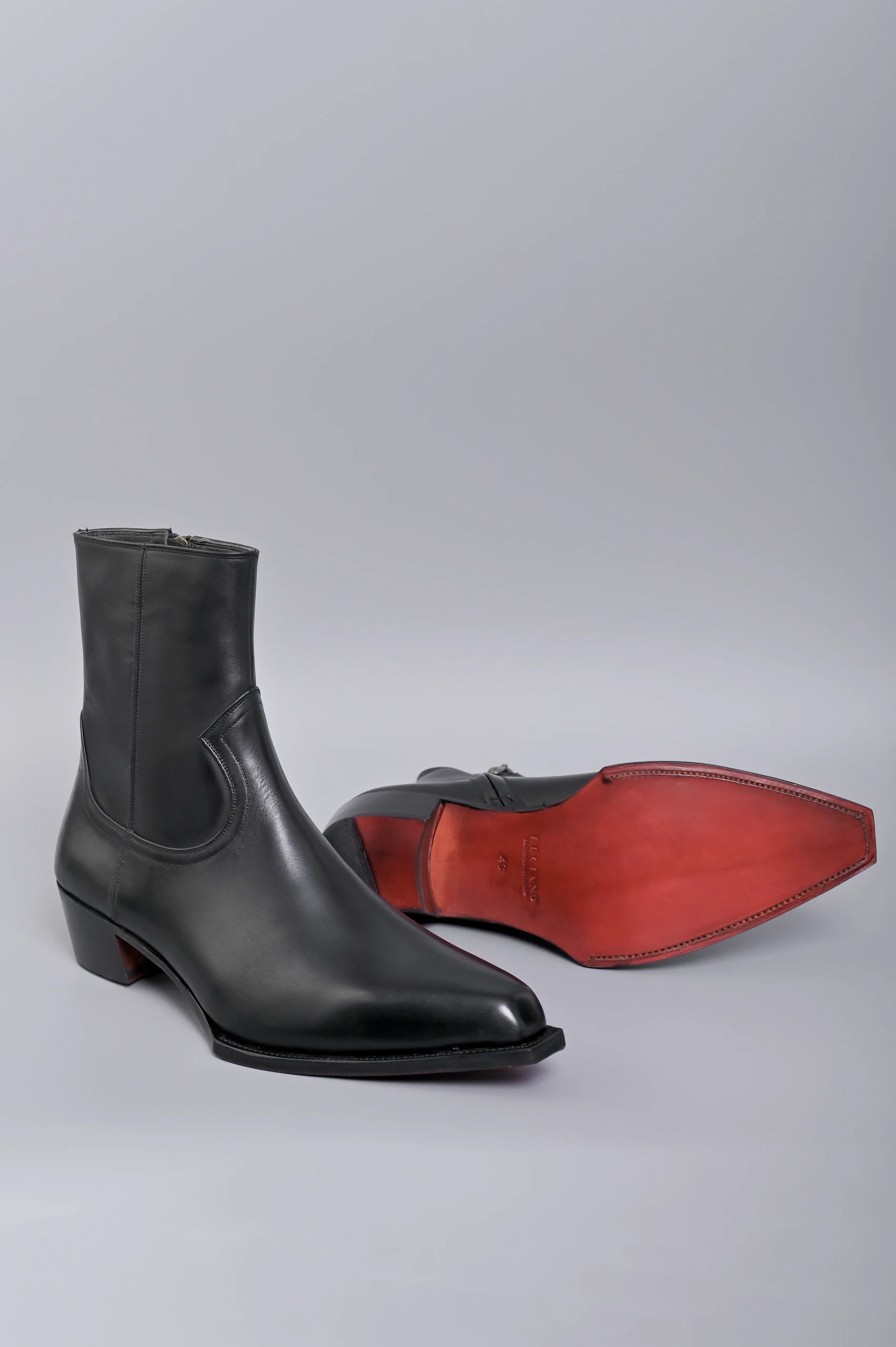 BLACK LEATHER ZIP BOOTS S25